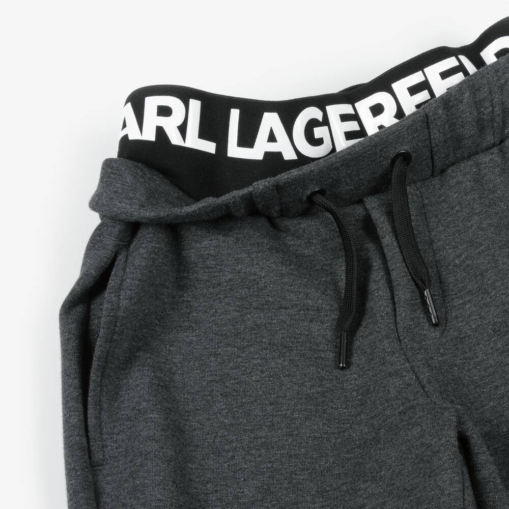 KARL LAGERFELD KIDS-بنطلون رياضي رمادي للأولاد بخصر مطاطي | Childrensalon Outlet