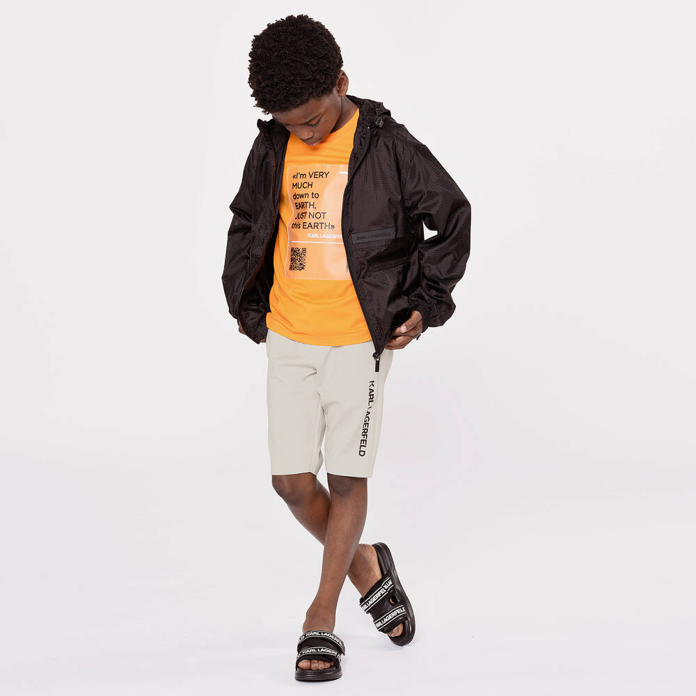 KARL LAGERFELD KIDS-Boys Grey Jersey Logo Shorts | Childrensalon Outlet