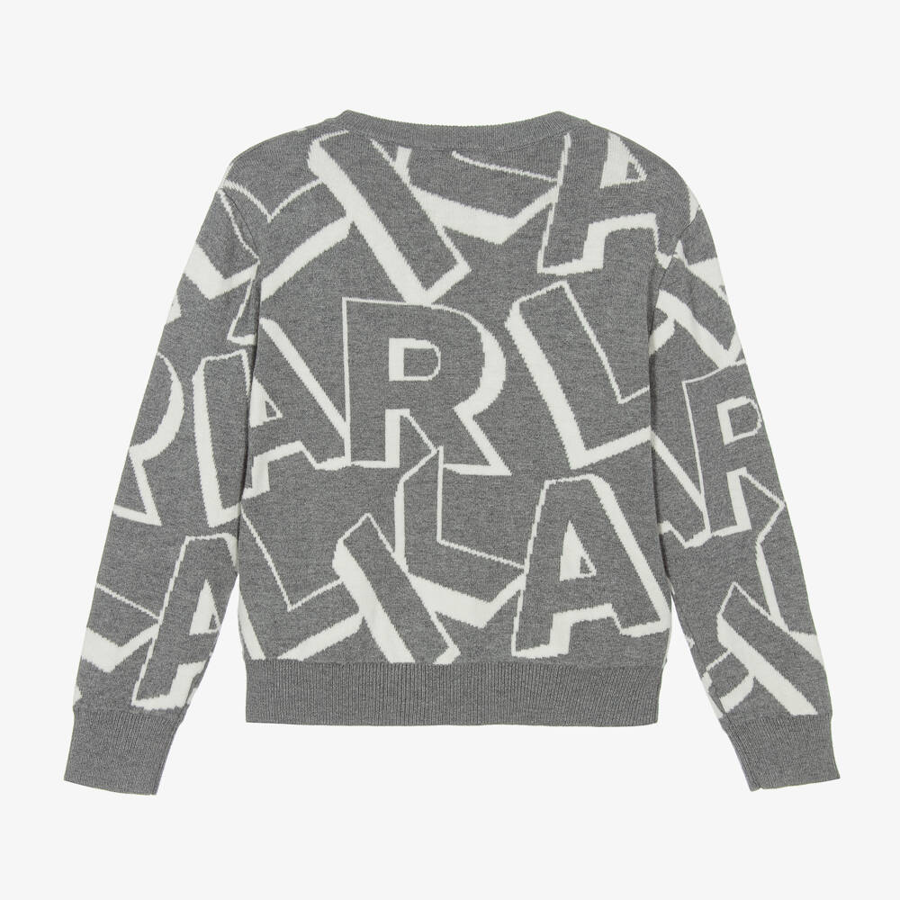 KARL LAGERFELD KIDS-Boys Grey Wool Blend Jumper | Childrensalon Outlet
