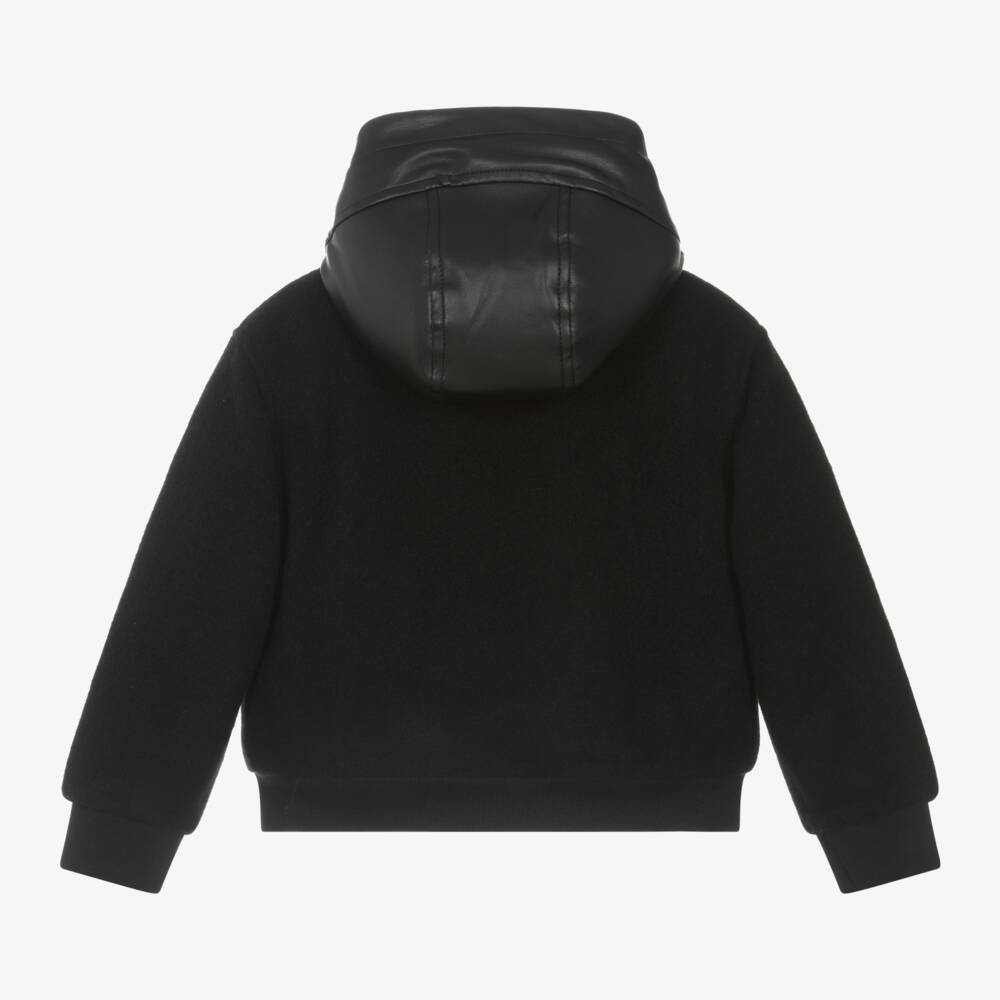 KARL LAGERFELD KIDS-Boys Hooded Black Jacket | Childrensalon Outlet