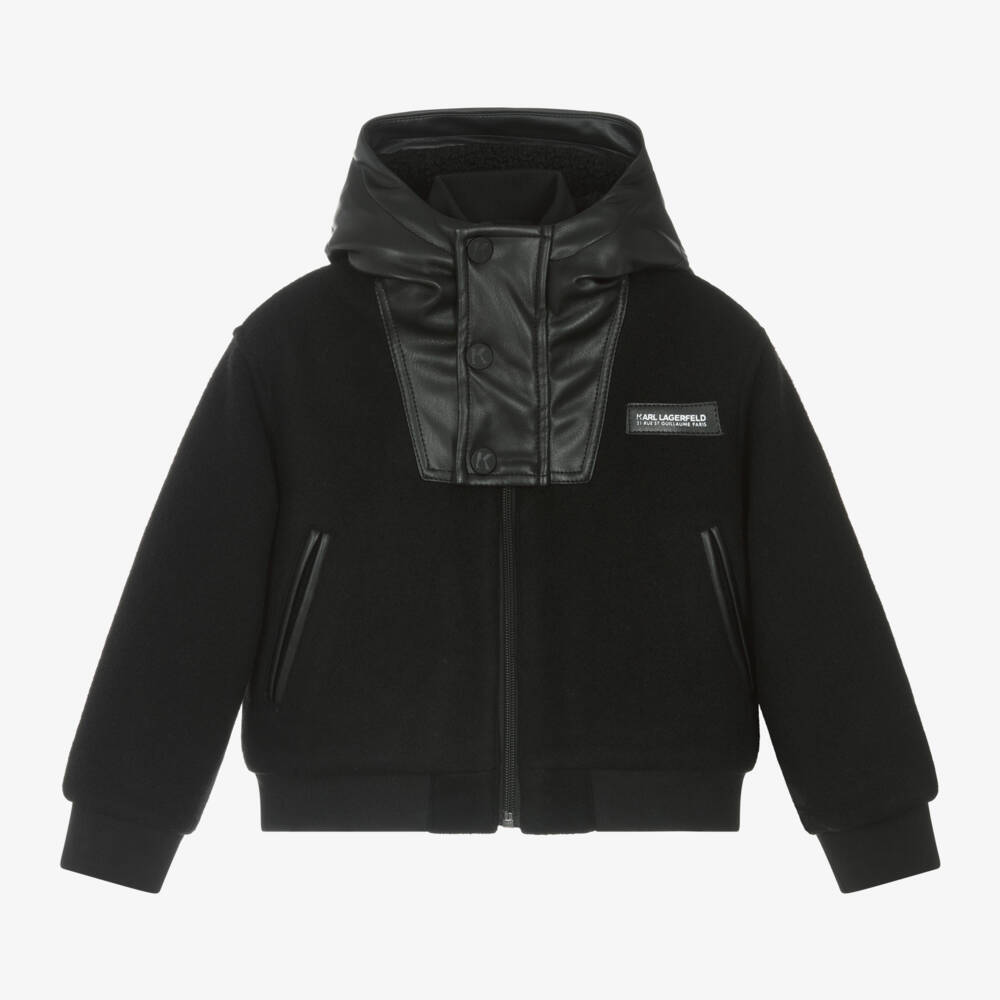 KARL LAGERFELD KIDS-جاكيت لباد لون أسود للأولاد | Childrensalon Outlet