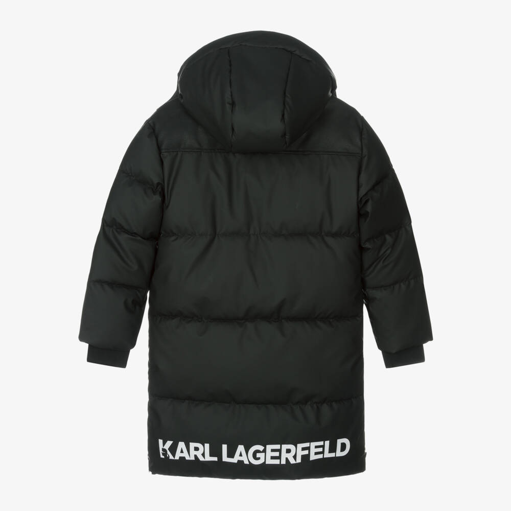 KARL LAGERFELD KIDS-Boys Hooded Black Puffer Jacket | Childrensalon Outlet