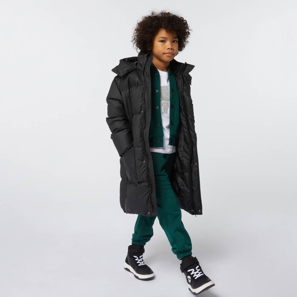 KARL LAGERFELD KIDS-Boys Hooded Black Puffer Jacket | Childrensalon Outlet