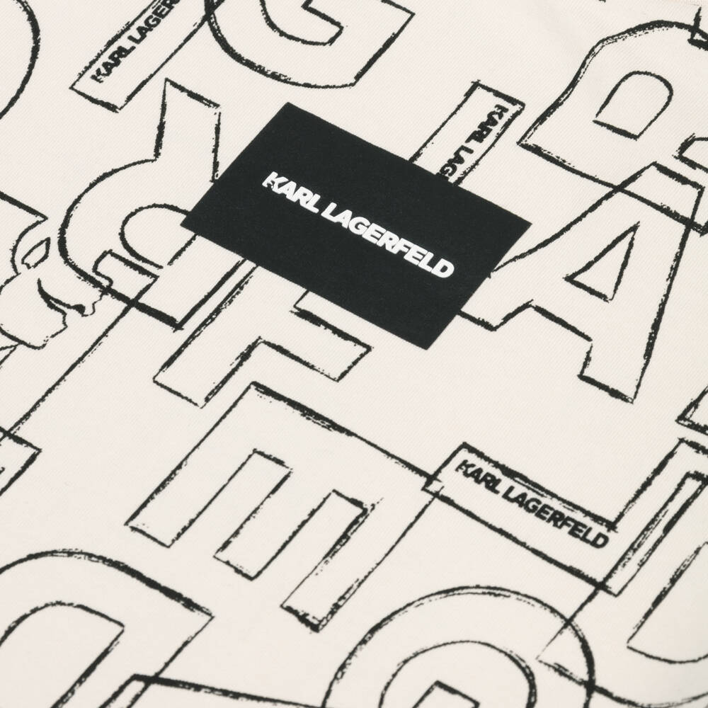 KARL LAGERFELD KIDS-Boys Ivory Cotton Logo Letters T-Shirt | Childrensalon Outlet