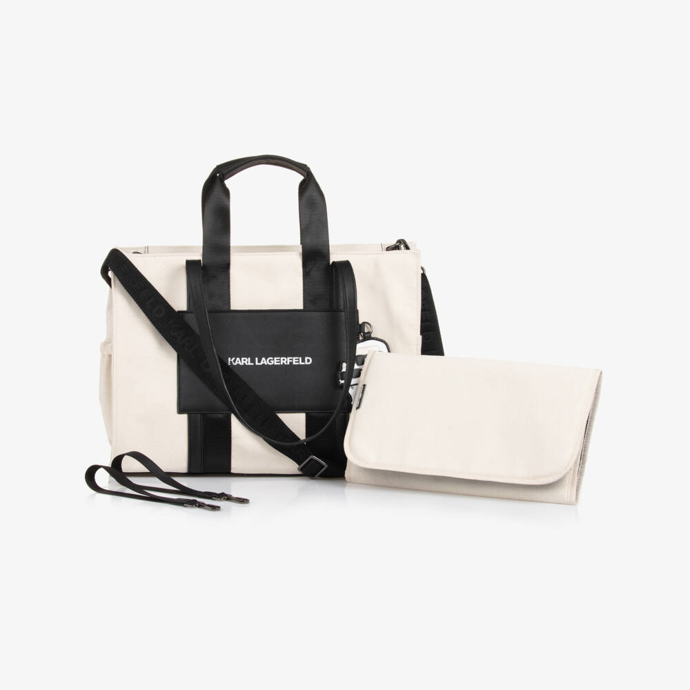 KARL LAGERFELD KIDS-Boys Ivory Designer Diaper Bag | Childrensalon Outlet