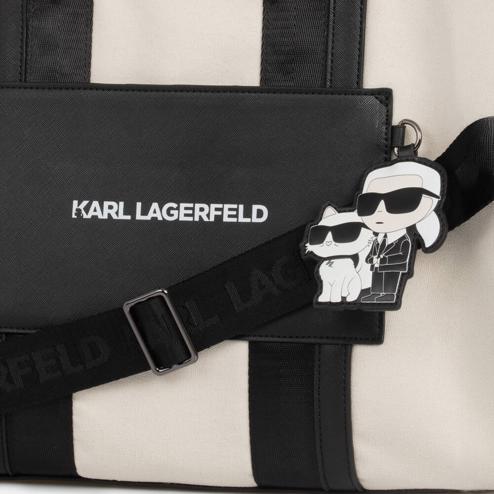 KARL LAGERFELD KIDS-Boys Ivory Designer Diaper Bag | Childrensalon Outlet