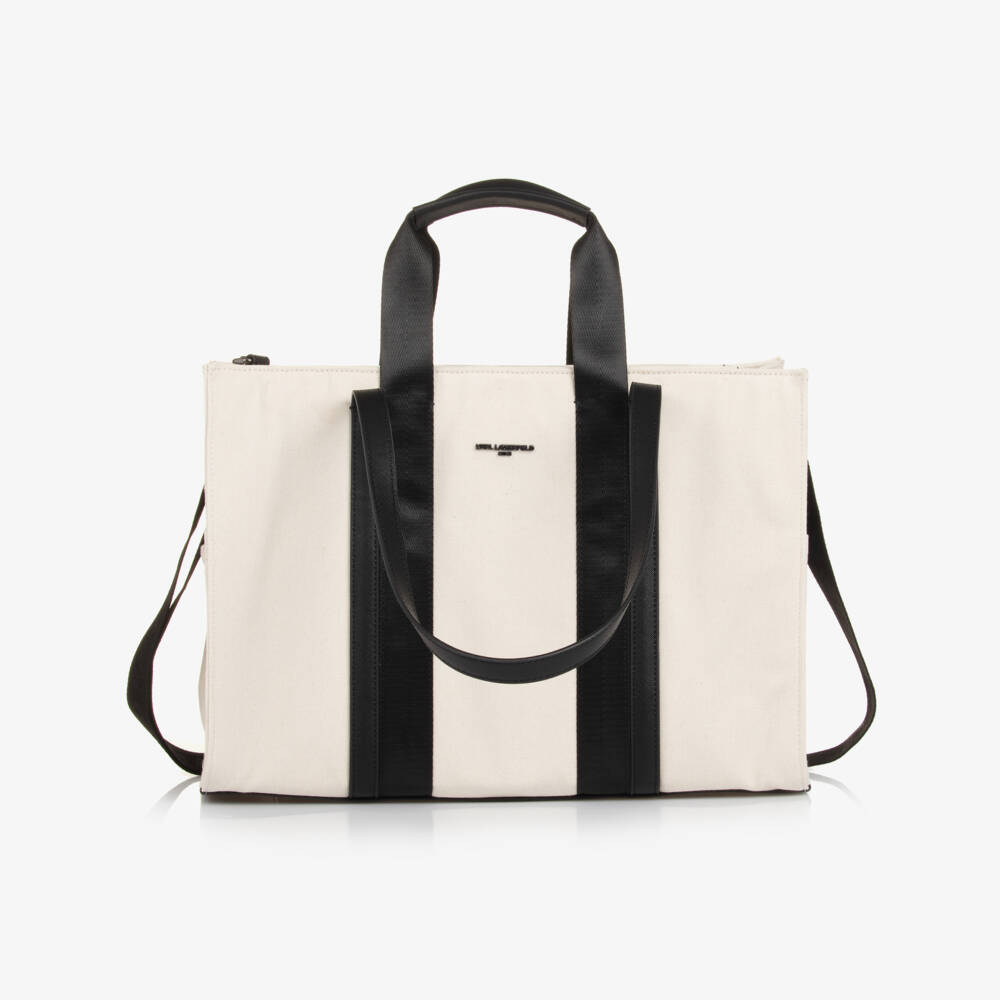 KARL LAGERFELD KIDS-Boys Ivory Designer Diaper Bag | Childrensalon Outlet