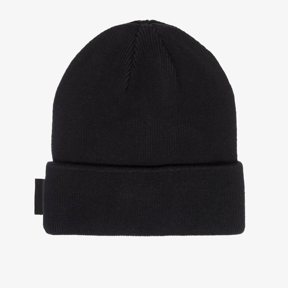 KARL LAGERFELD KIDS-Boys Karl Ikonik Black Cotton Beanie Hat | Childrensalon Outlet
