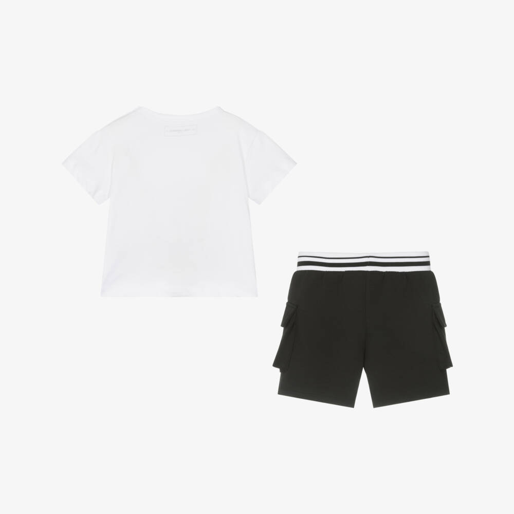 KARL LAGERFELD KIDS-Boys Monochrome Graphic Shorts Ensemble | Childrensalon Outlet