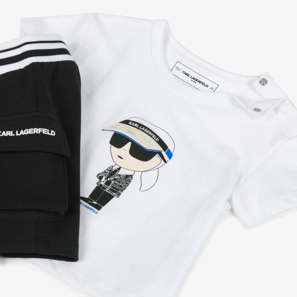 KARL LAGERFELD KIDS-Boys Monochrome Graphic Shorts Ensemble | Childrensalon Outlet