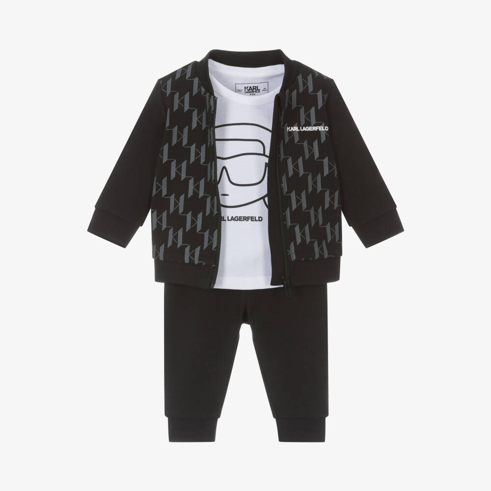 KARL LAGERFELD KIDS-Boys Monogrammed Cotton Tracksuit Ensemble | Childrensalon Outlet