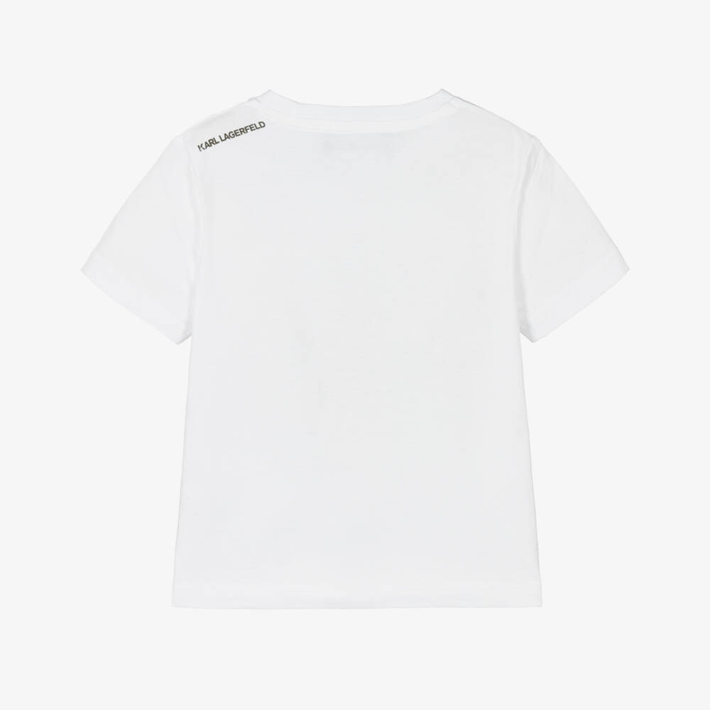 KARL LAGERFELD KIDS-Легендарная белая органическая футболка для мальчиков | Childrensalon Outlet