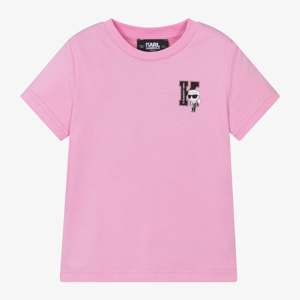 KARL LAGERFELD KIDS-Boys Pink Organic Cotton T-Shirt | Childrensalon Outlet