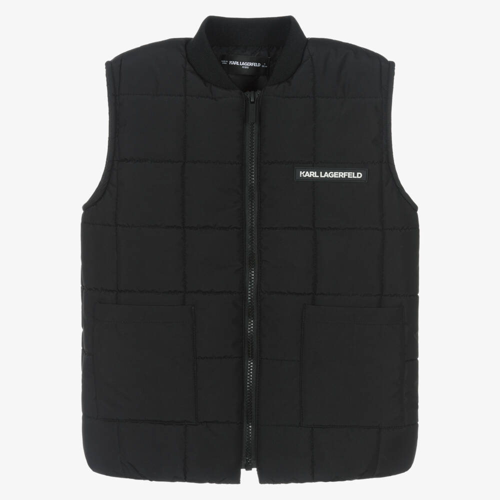 KARL LAGERFELD KIDS-Стеганый черный жилет на молнии для мальчиков | Childrensalon Outlet