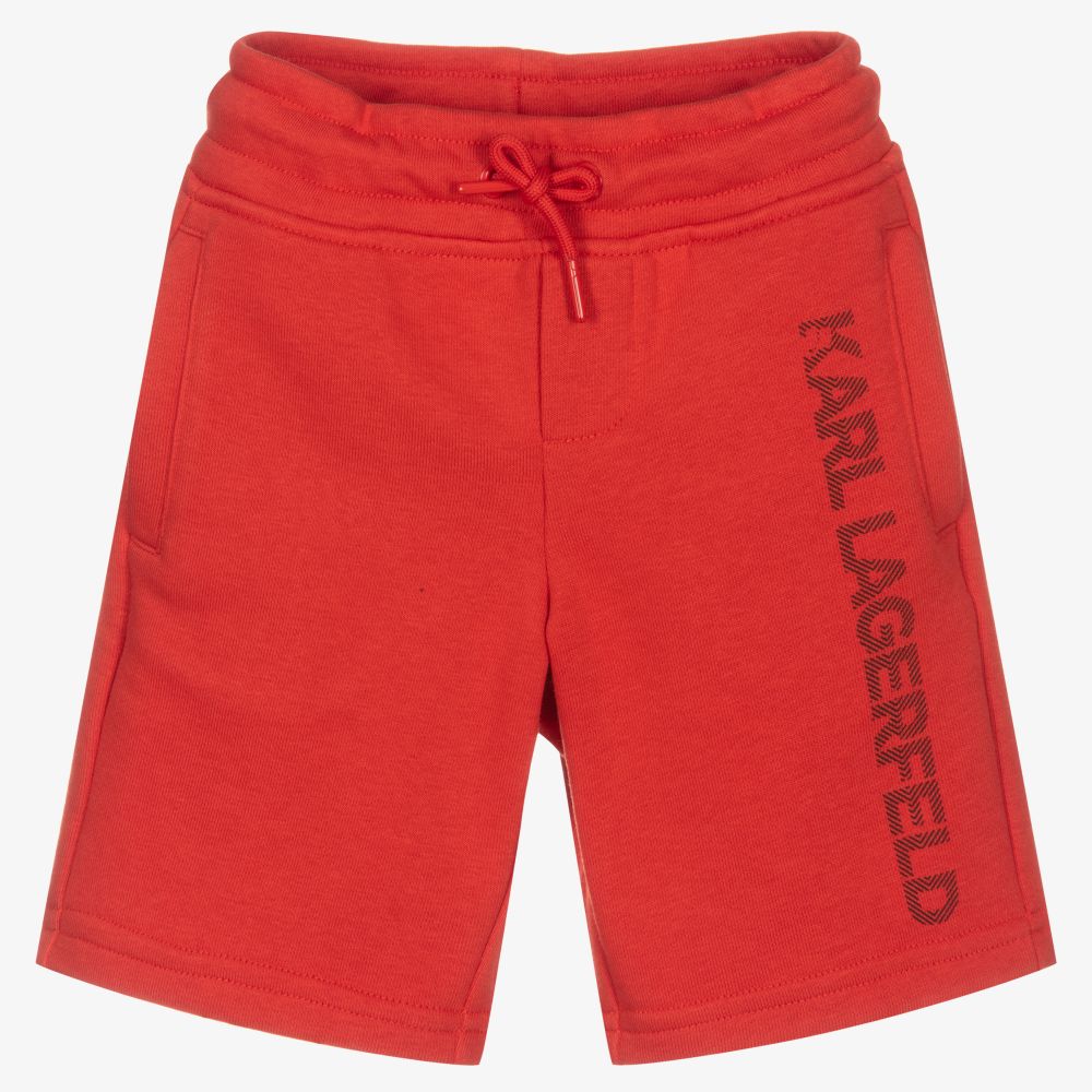 KARL LAGERFELD KIDS - Boys Red Cotton Logo Shorts | Childrensalon