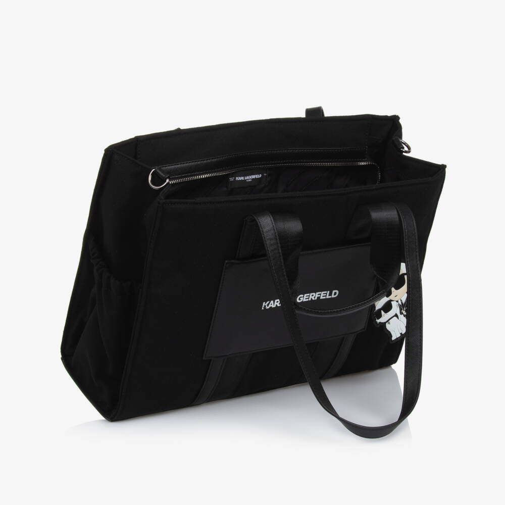 KARL LAGERFELD KIDS-Boys Sleek Black Canvas Diaper Tote | Childrensalon Outlet
