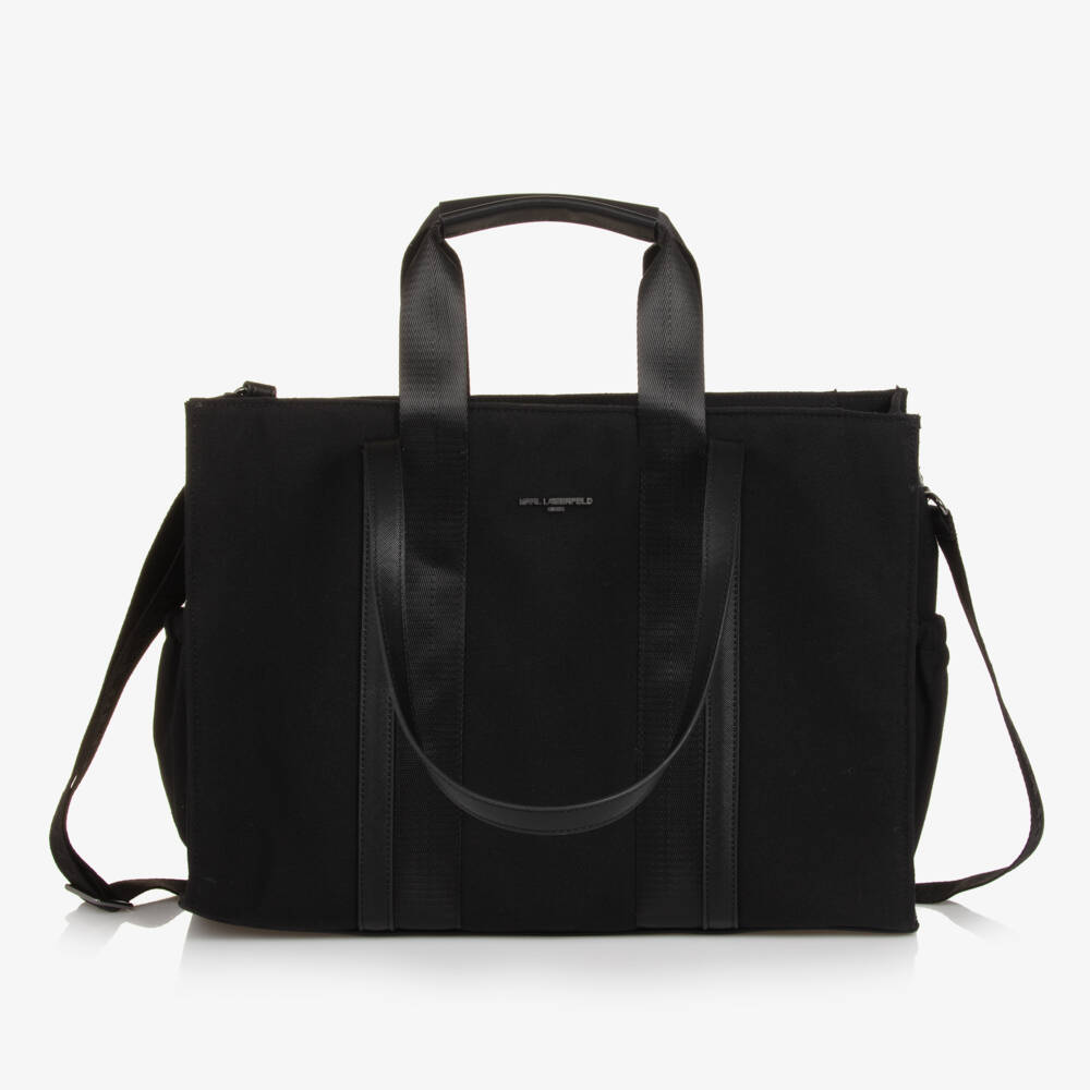 KARL LAGERFELD KIDS-Boys Sleek Black Canvas Diaper Tote | Childrensalon Outlet
