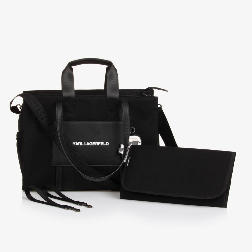 KARL LAGERFELD KIDS-Boys Sleek Black Canvas Diaper Tote | Childrensalon Outlet