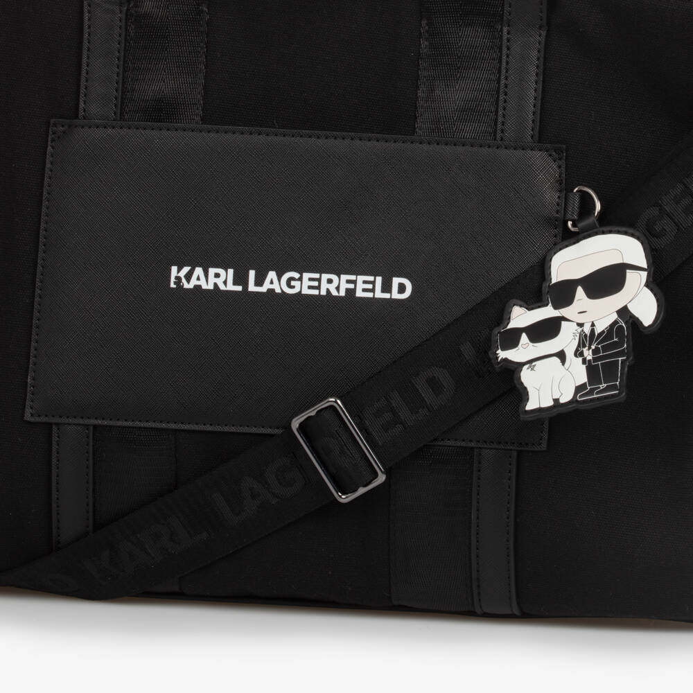 KARL LAGERFELD KIDS-Boys Sleek Black Canvas Diaper Tote | Childrensalon Outlet