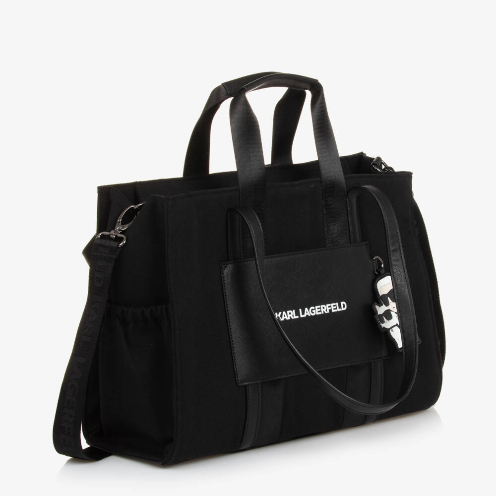KARL LAGERFELD KIDS-Boys Sleek Black Canvas Diaper Tote | Childrensalon Outlet