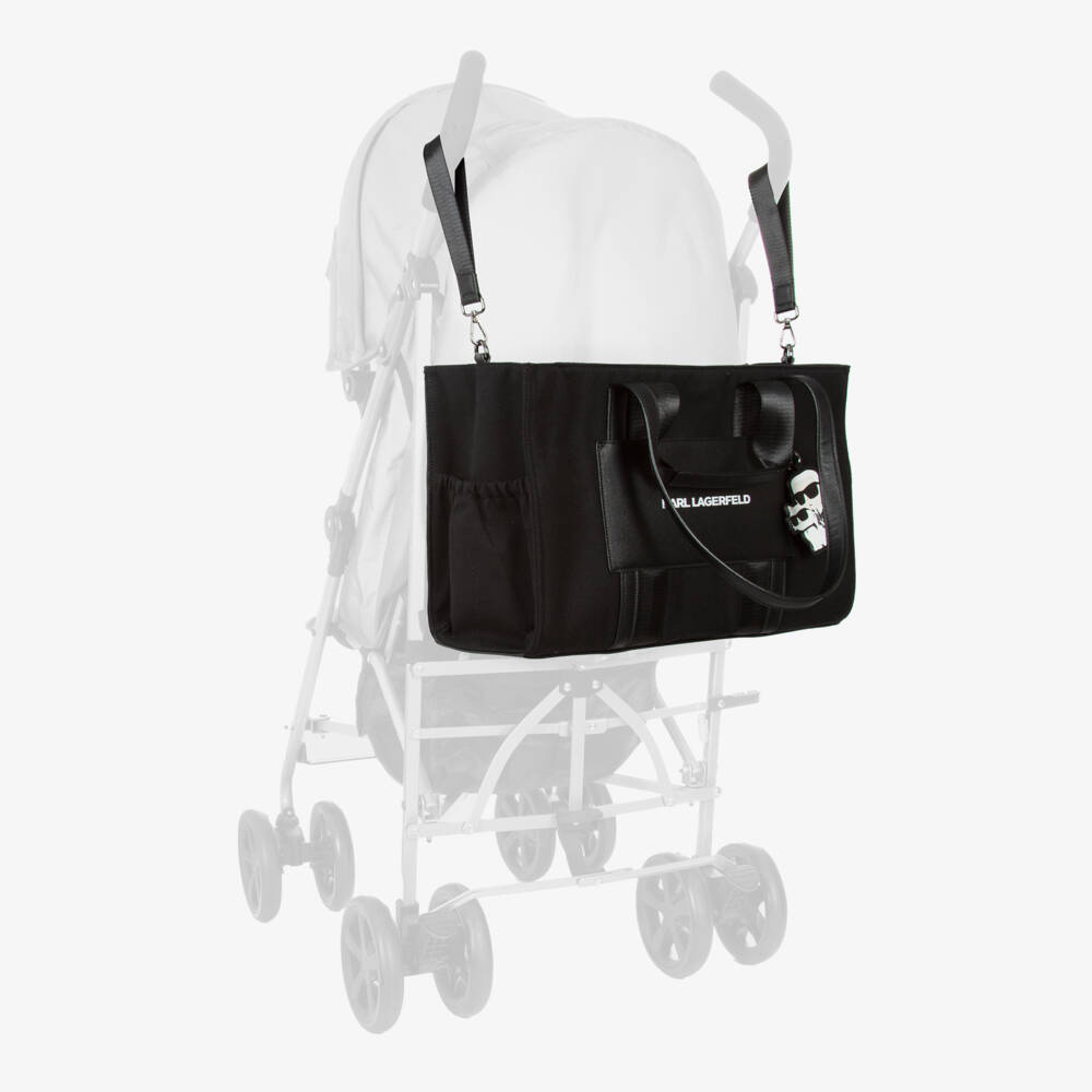 KARL LAGERFELD KIDS-Boys Sleek Black Canvas Diaper Tote | Childrensalon Outlet