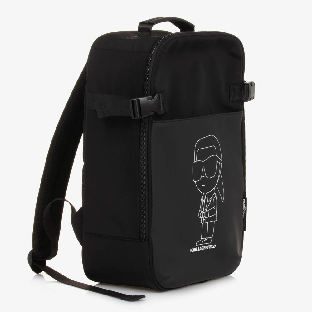 KARL LAGERFELD KIDS-Boys Sleek Black Ikonik Rucksack | Childrensalon Outlet