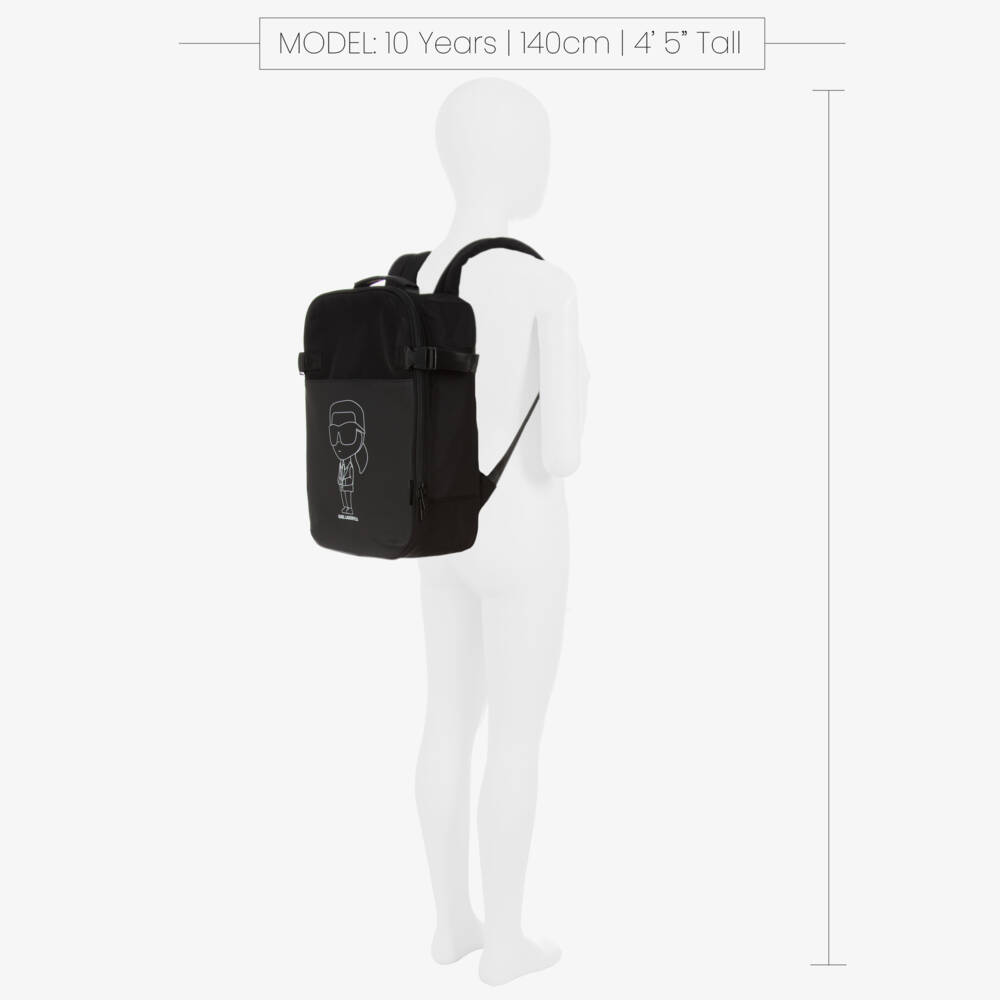 KARL LAGERFELD KIDS-Boys Sleek Black Ikonik Rucksack | Childrensalon Outlet