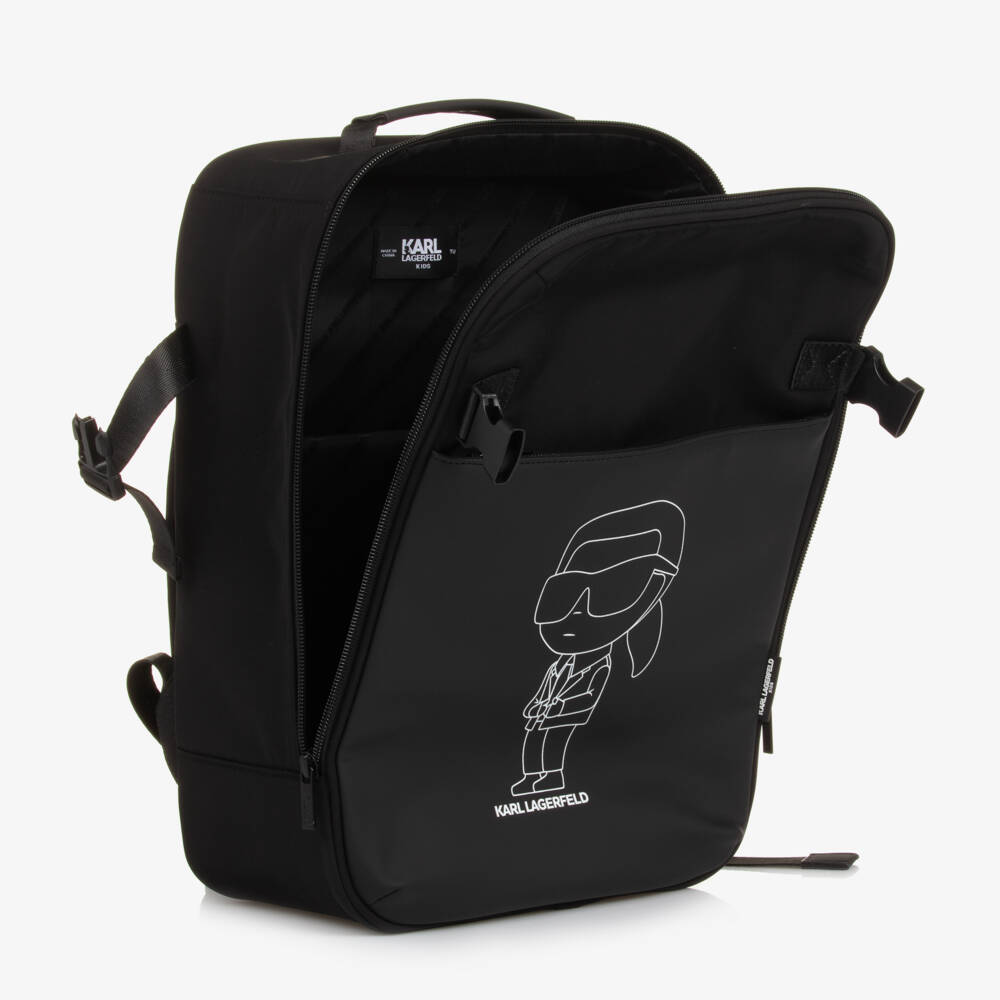 KARL LAGERFELD KIDS-Boys Sleek Black Ikonik Rucksack | Childrensalon Outlet