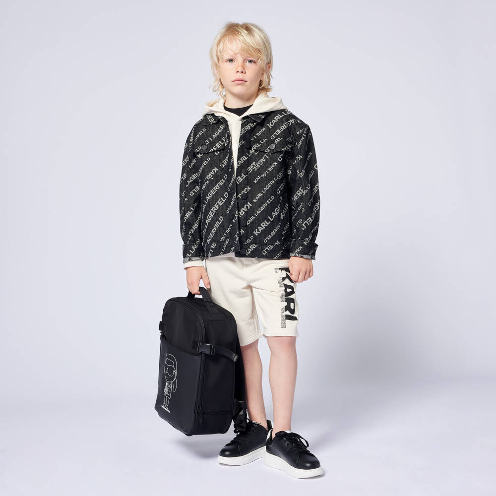 KARL LAGERFELD KIDS-Boys Sleek Black Ikonik Rucksack | Childrensalon Outlet