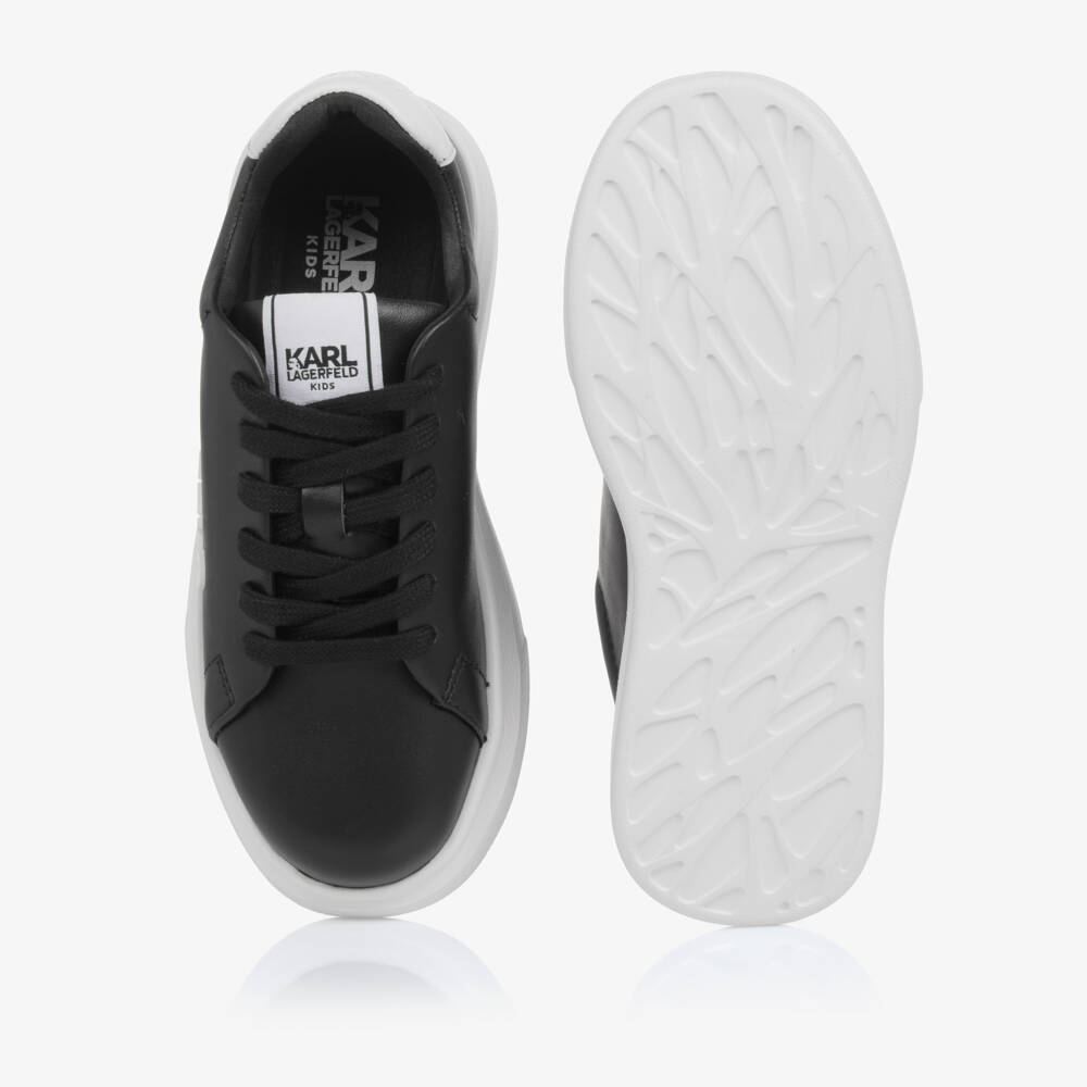 KARL LAGERFELD KIDS-Boys Sleek Black Lace Sneakers | Childrensalon Outlet