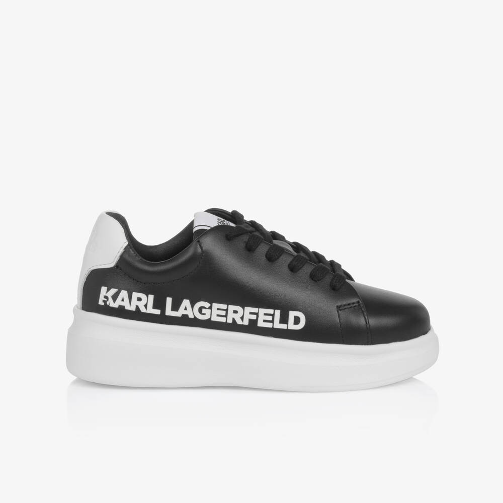 KARL LAGERFELD KIDS-Boys Sleek Black Lace Sneakers | Childrensalon Outlet