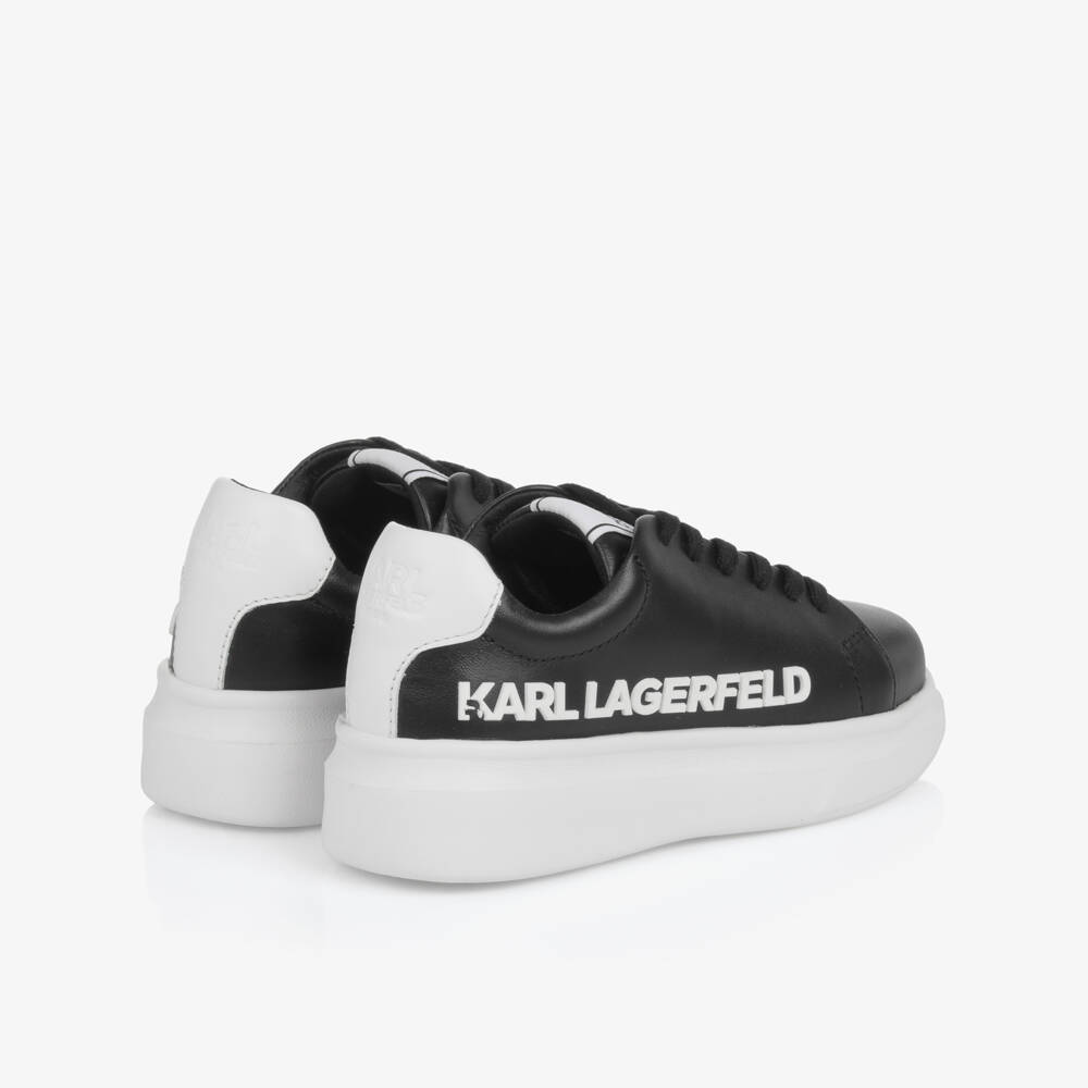 KARL LAGERFELD KIDS-Boys Sleek Black Lace Sneakers | Childrensalon Outlet