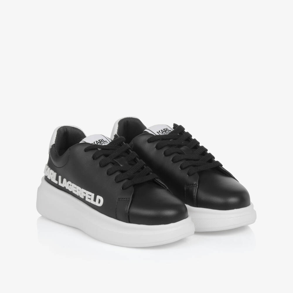 KARL LAGERFELD KIDS-Boys Sleek Black Lace Sneakers | Childrensalon Outlet
