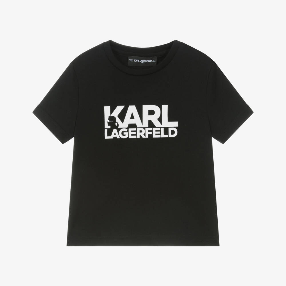 KARL LAGERFELD KIDS-تيشيرت ناعم محبوك أسود للأولاد | Childrensalon Outlet