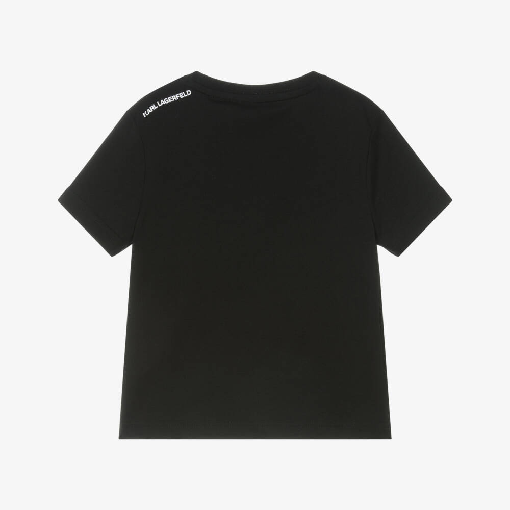 KARL LAGERFELD KIDS-Мягкая трикотажная черная футболка для мальчиков | Childrensalon Outlet