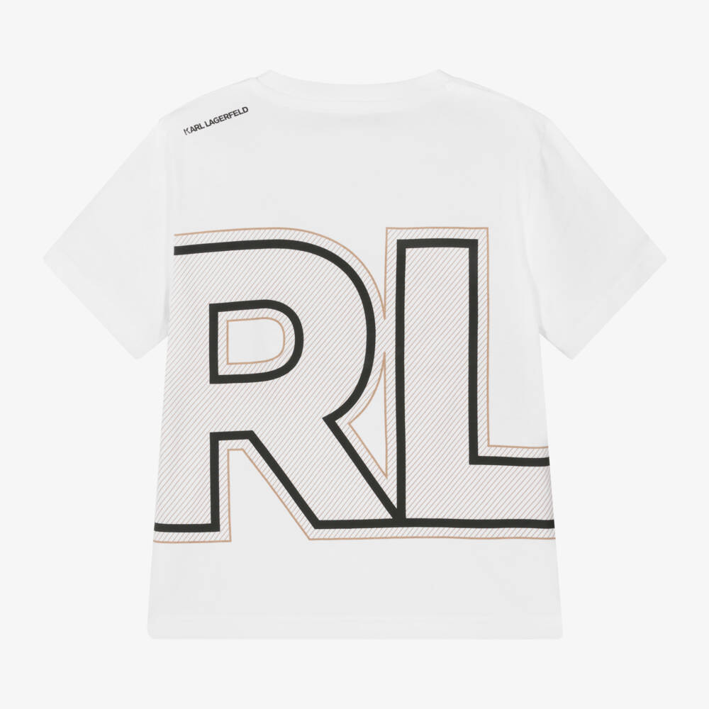 KARL LAGERFELD KIDS-Boys Soft White Cotton Tee | Childrensalon Outlet