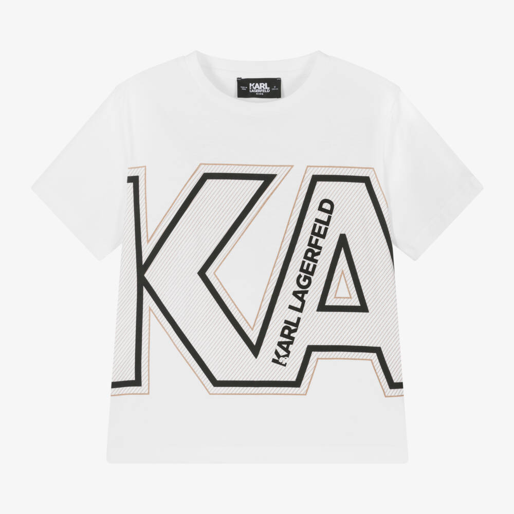 KARL LAGERFELD KIDS-Boys Soft White Cotton Tee | Childrensalon Outlet