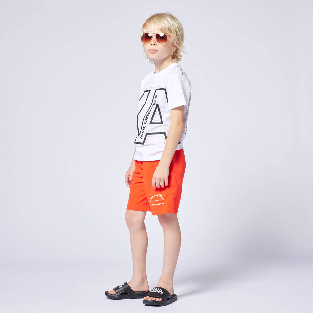 KARL LAGERFELD KIDS-Boys Soft White Cotton Tee | Childrensalon Outlet