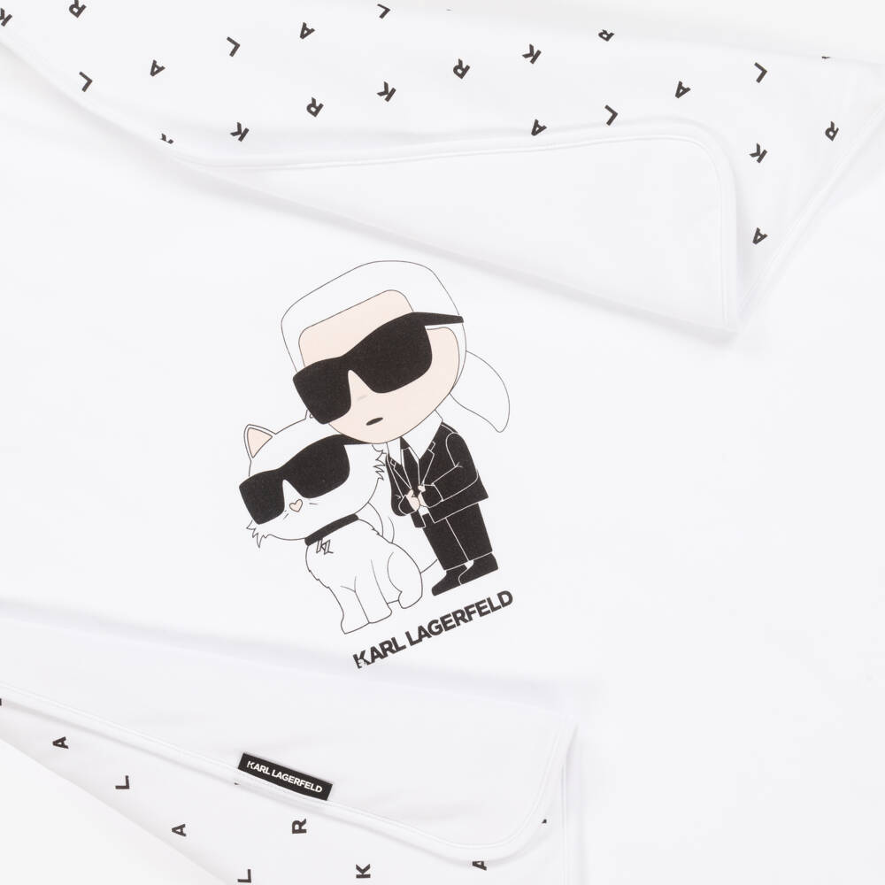 KARL LAGERFELD KIDS-Boys Soft White Quilted Blanket | Childrensalon Outlet
