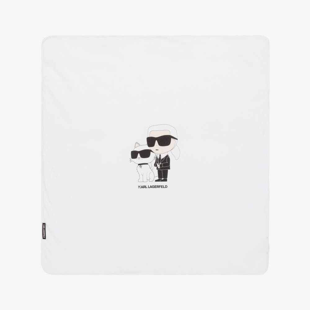 KARL LAGERFELD KIDS-Boys Soft White Quilted Blanket | Childrensalon Outlet