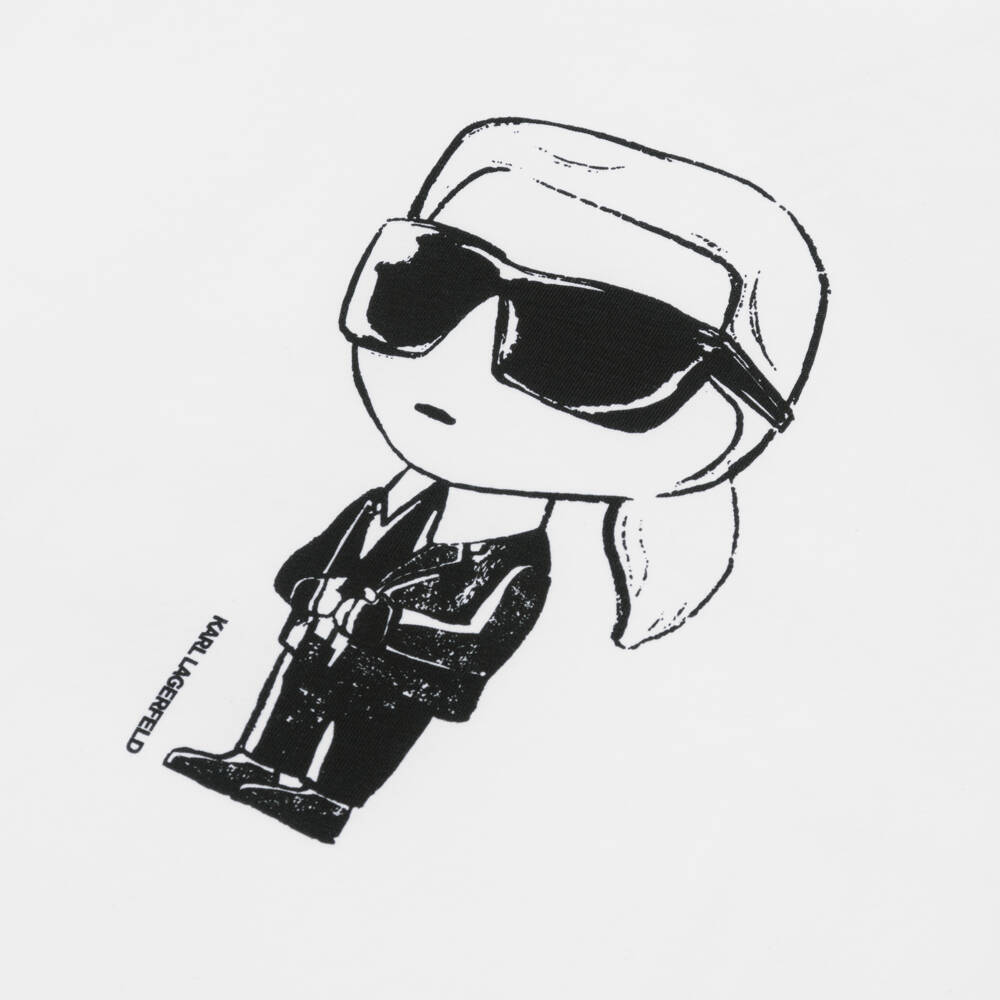 KARL LAGERFELD KIDS-Белая хлопковая футболка с графикой для мальчиков | Childrensalon Outlet
