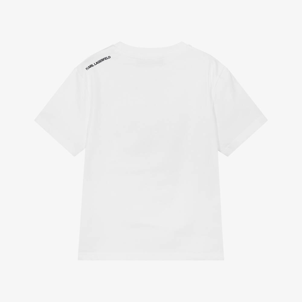 KARL LAGERFELD KIDS-Белая хлопковая футболка с графикой для мальчиков | Childrensalon Outlet