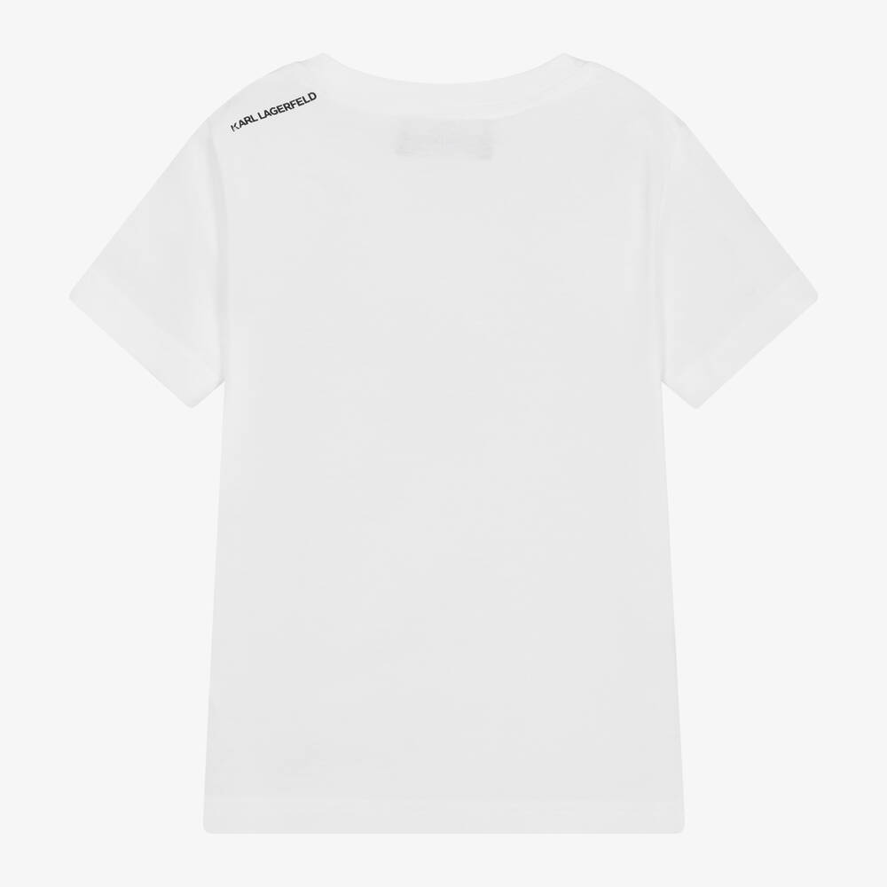 KARL LAGERFELD KIDS-Boys White Cotton Team Karl T-Shirt | Childrensalon Outlet
