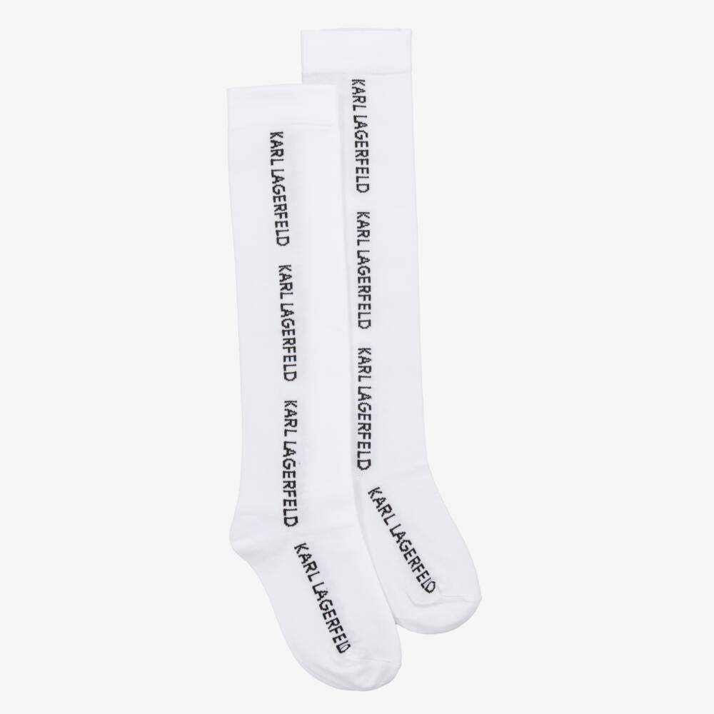 KARL LAGERFELD KIDS-Boys White Designer Logo Socks | Childrensalon Outlet