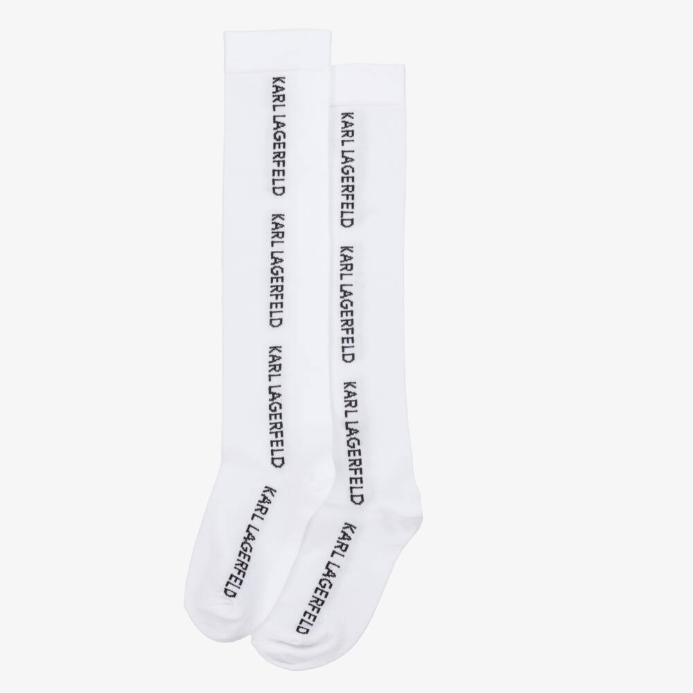 KARL LAGERFELD KIDS-جوارب بيضاء للأولاد بشعار المصمم | Childrensalon Outlet