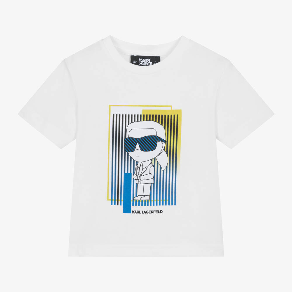 KARL LAGERFELD KIDS-Boys White Karl Ikonik T-Shirt | Childrensalon Outlet