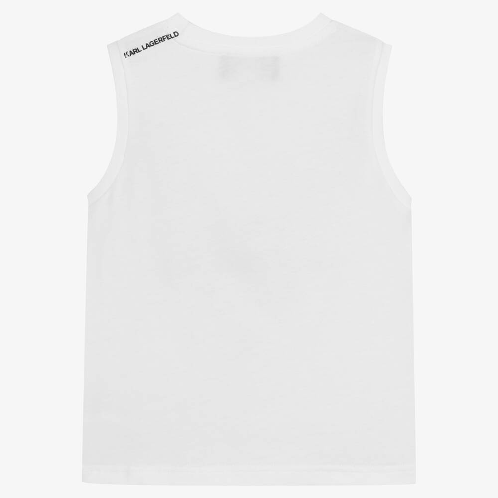 KARL LAGERFELD KIDS-Boys White Logo Print Tank Top | Childrensalon Outlet