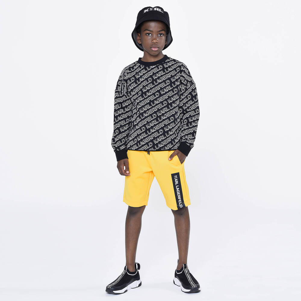 KARL LAGERFELD KIDS-Boys Yellow Jersey Logo Shorts | Childrensalon Outlet