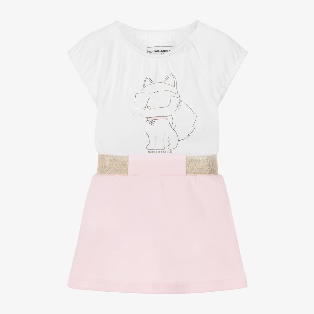 KARL LAGERFELD KIDS-Choupette Top & Skirt Set | Childrensalon Outlet