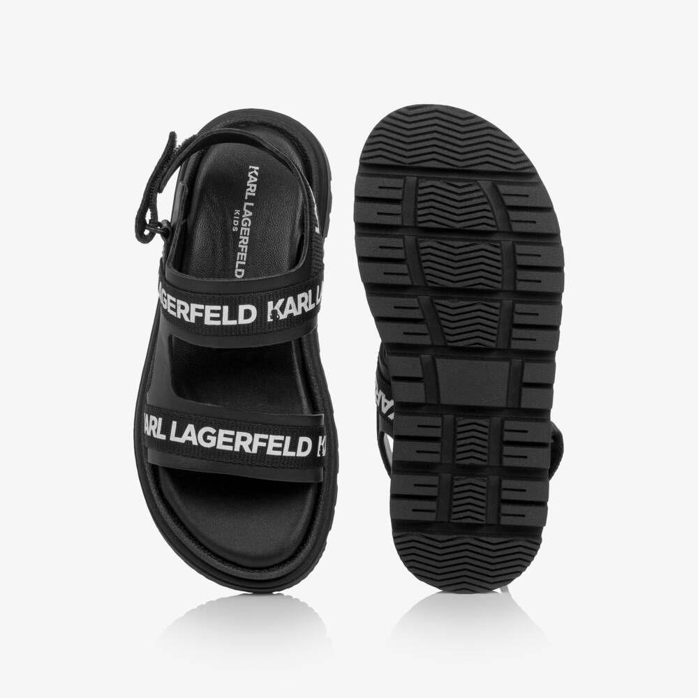 KARL LAGERFELD KIDS-Chunky Black Leather Sandals | Childrensalon Outlet